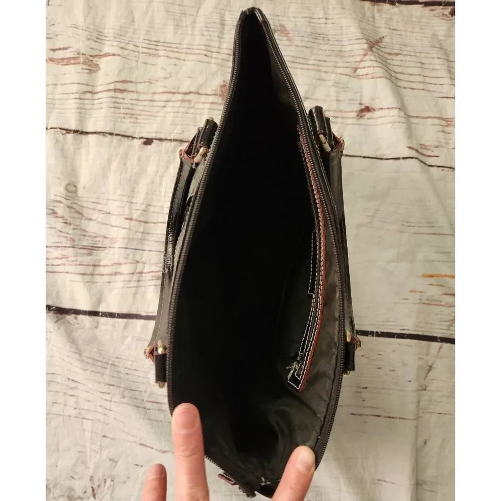 Arcadia Patent Leather Monogram Satchel